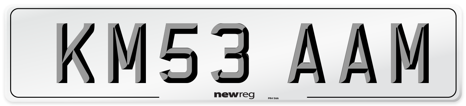 KM53 AAM Number Plate from New Reg